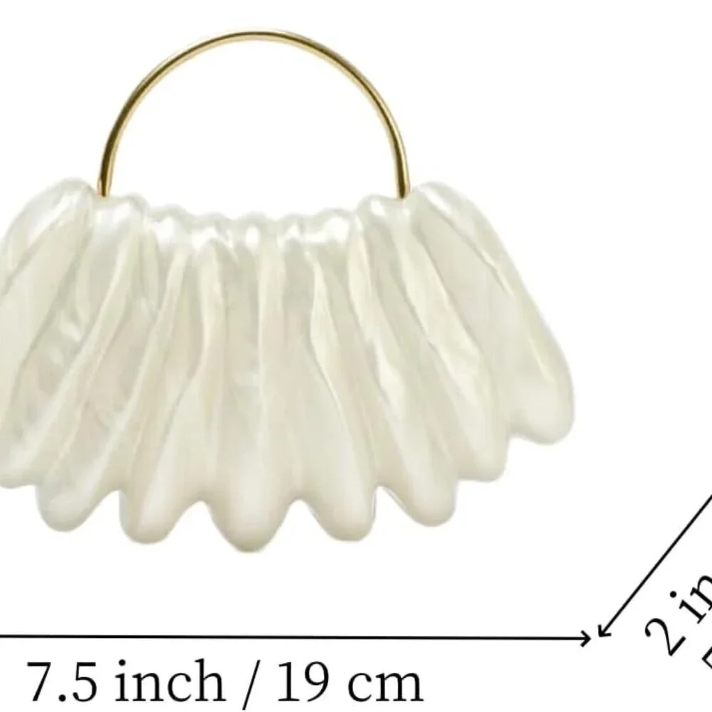 Women Acrylic Shell Clutch Unique Chain Evening Bag for Weddings Parties